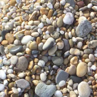 Smooth, rounded beach pebbles in soft greys, creams and browns.